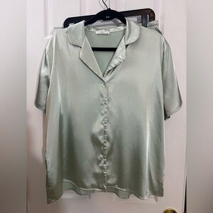 ❤️BOGO-Satin 2pc Pajama Short Set Light Green Size XL